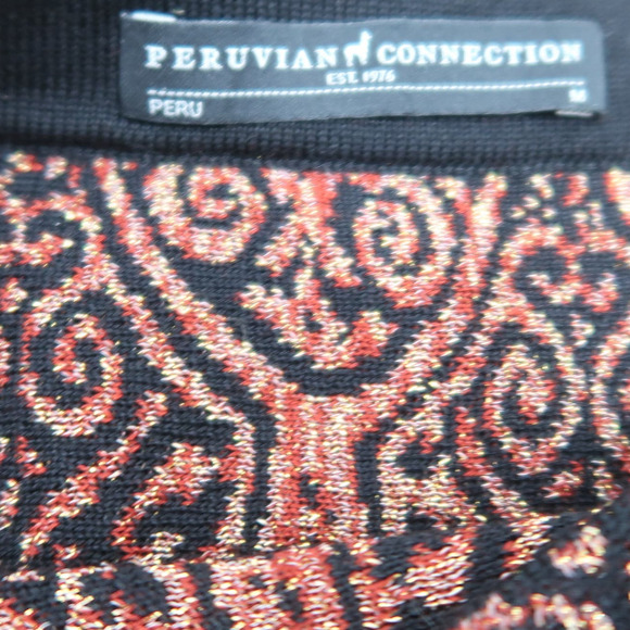 Peruvian Connection black red gold metallic knit sweater maxi skirt M - Picture 4 of 5